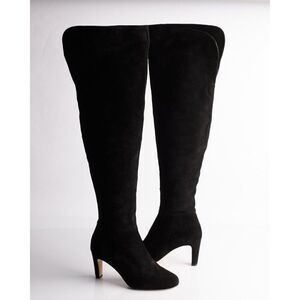 L'AGENCE Womens Black Suede Over the knee Boots EU 36 US 6 Low Heel New in Box